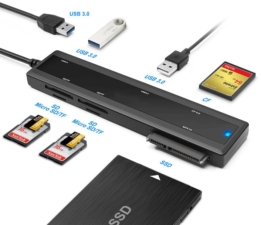 H867 All in One Card Reader Hub with SATA Converter